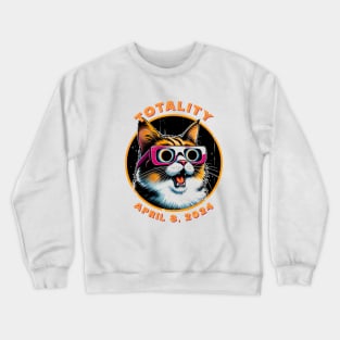 2024 Solar Eclipse Cat-astrophe: Humorous 'Totality' Eclipse Tee Crewneck Sweatshirt